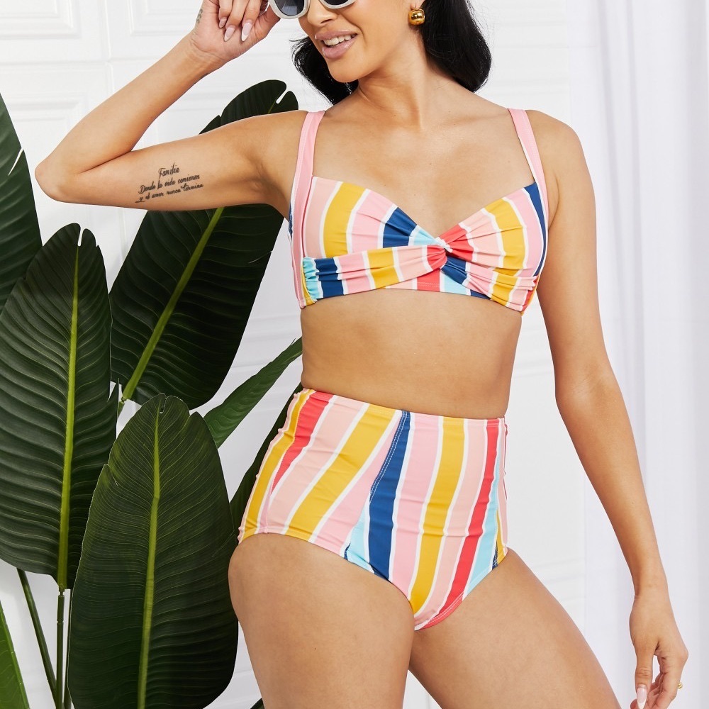 MARINA WEST SWIM Take A Dip Twist Front High-Rise Bikini in Retro Stripe - Picture 4 of 12